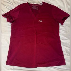 Figs Women’s Catarina One Pocket Scrub Top Small - Burgundy